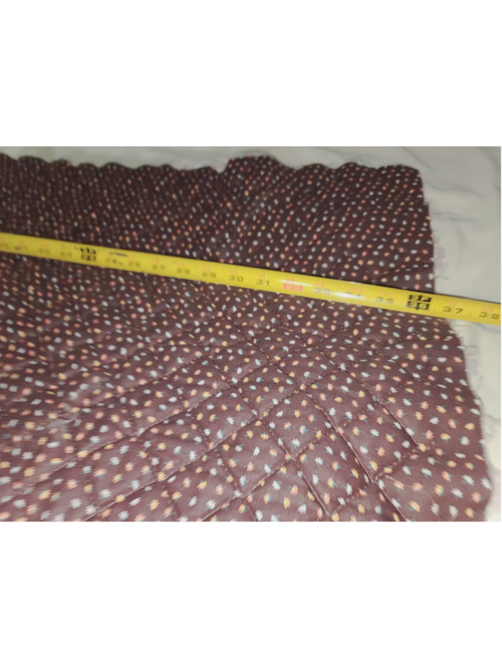 Vintage Wamsutta Quilted Fabric Remnant Ditsy Floral Brown 42x36 - Picture 4 of 9